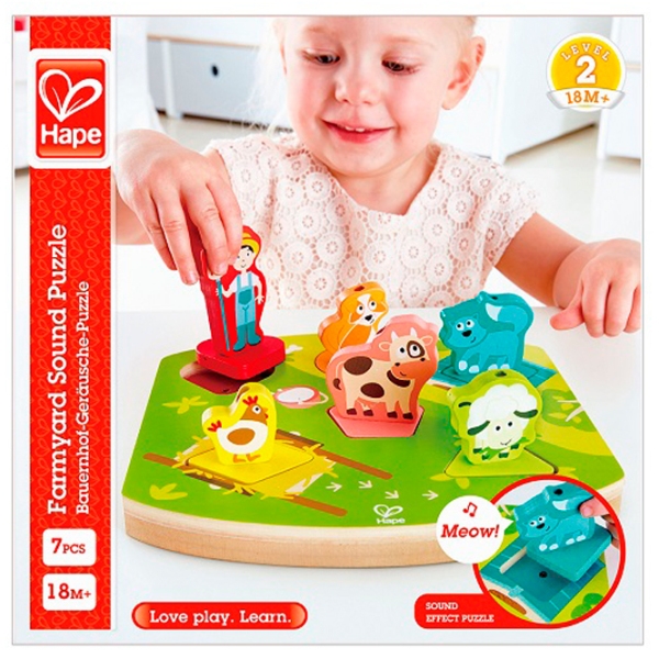 Puzzle Hape Ферма с музыкой (E1614) Количество деталей: 8, Рекомендуемый возраст: 1+ photo 1
