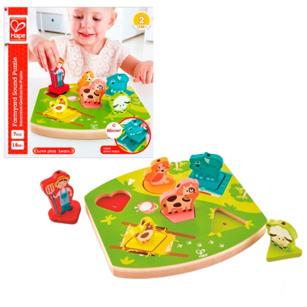 Puzzle Hape Ферма с музыкой (E1614) Количество деталей: 8, Рекомендуемый возраст: 1+ photo 2