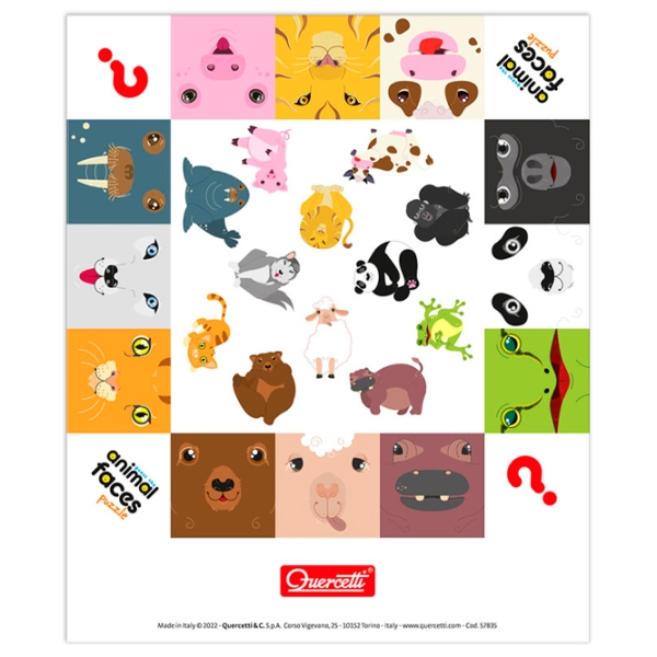 Puzzle Quercetti GUESS THE ANIMAL FACE (8007905003220) Numărul de piese: 12, Vârsta recomandată: 3+ photo 5