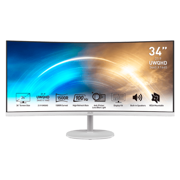 Monitor MSI PRO MP341CQW White 34" Ultra WQHD VA WLED photo 1