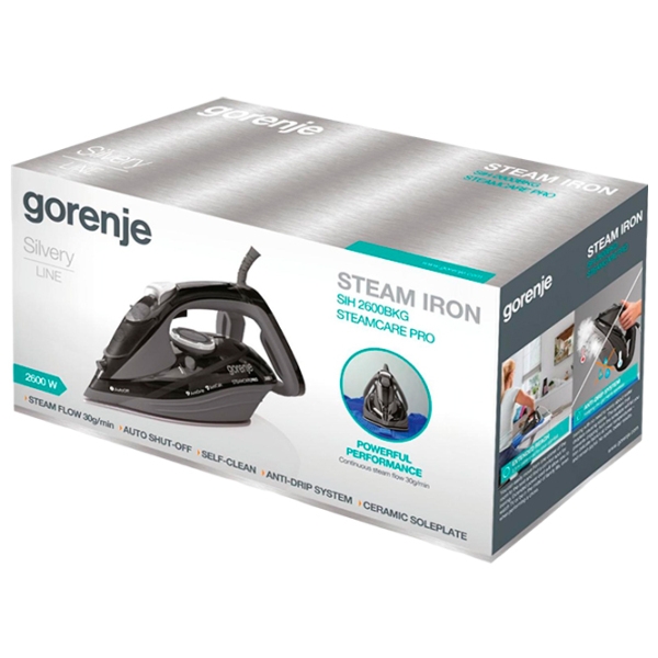 Fier de călcat Gorenje SIH2600BKG Black 2600 W, 30 g/min, 0.35 l, Ceramică photo 6
