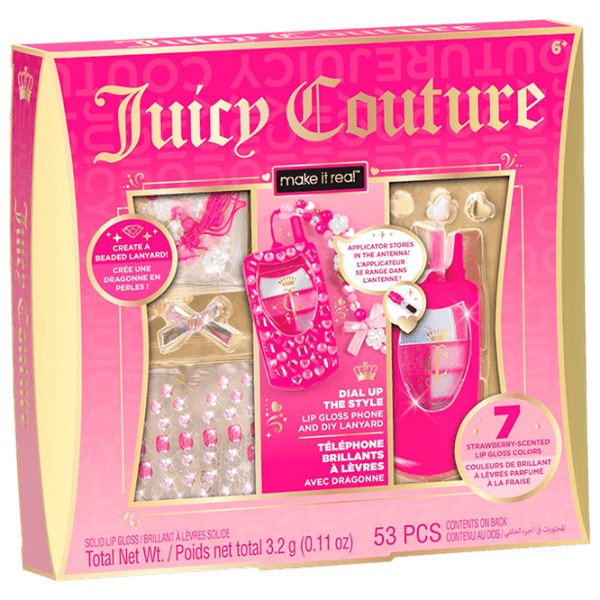 Креативный набор Make It Real Juicy Couture Dial Up the Style Lip Gloss Phone 4473M Разноцветный Для девочек, 6+ photo 1