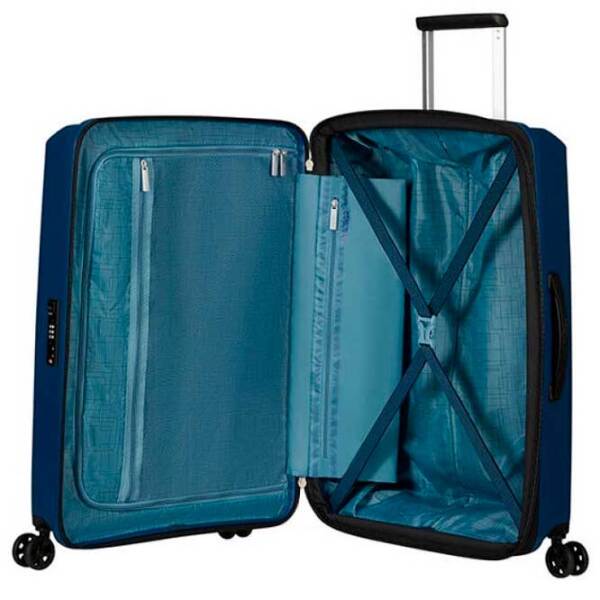 Чемодан American Tourister Aerostep Spinner Expandable Тёмно-синий Черный 66л   photo 5