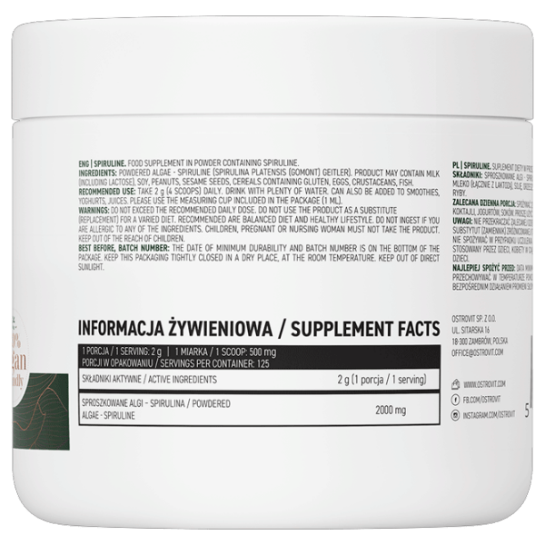 Витамины и минералы OstroVit Spiruline 5903246225877 1000  photo 2