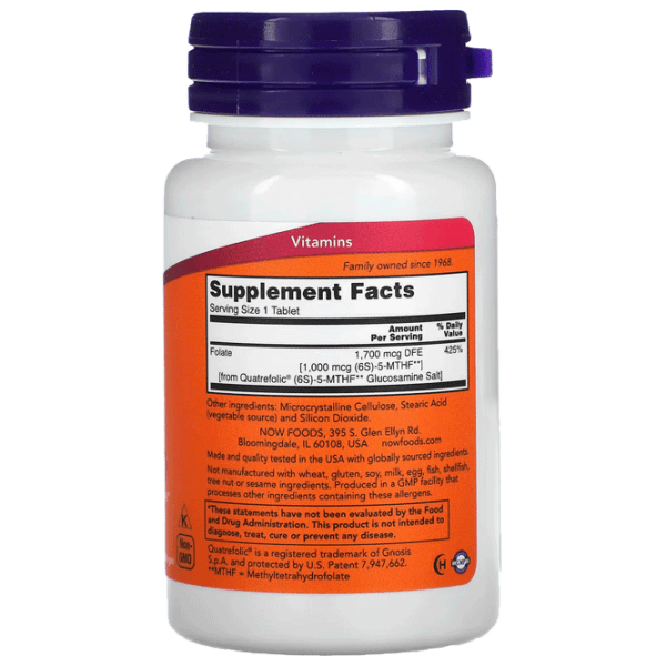 Vitamine și minerale Now Foods METHYL FOLATE 733739004918 90  photo 2