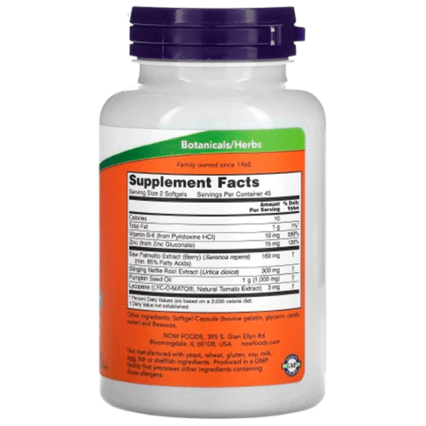 Vitamine și minerale Now Foods PROSTATE SUPPORT 733739033406  90 capsule photo 2
