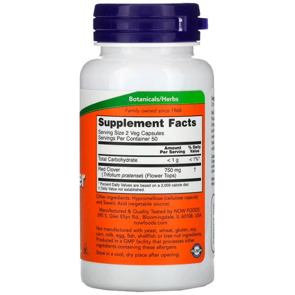 Vitamine și minerale Now Foods RED CLOVER 733739047304  100 capsule photo 3