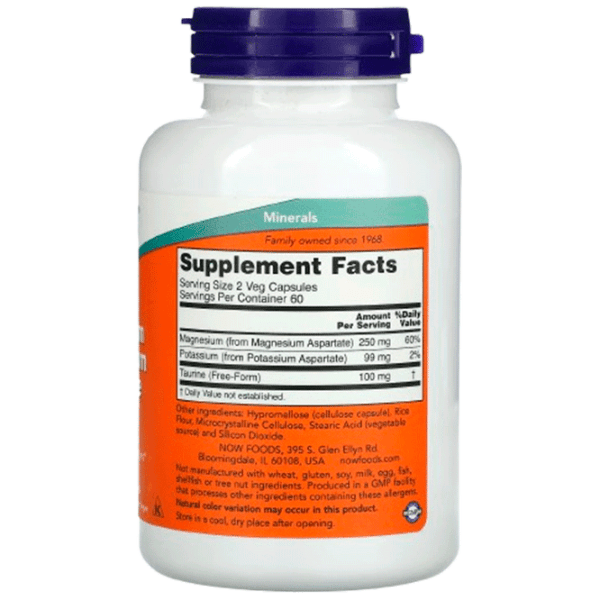 Vitamine și minerale Now Foods MAG/POTASSIUM ASPARTATE 733739013200  120 photo 2