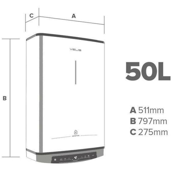 Boiler Ariston VELIS Pro 50 EU White 1500 W, 50 l, «Umed», Email photo 6