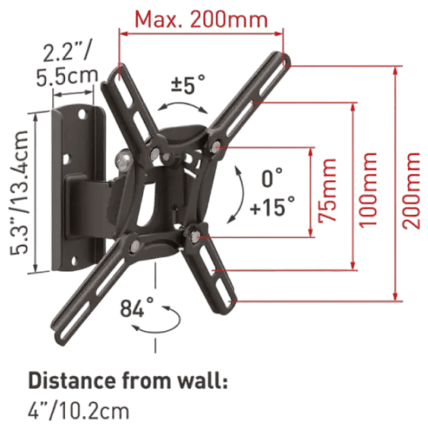 Suport TV Barkan 2200 Black VESA 200 x 200 mm photo 5