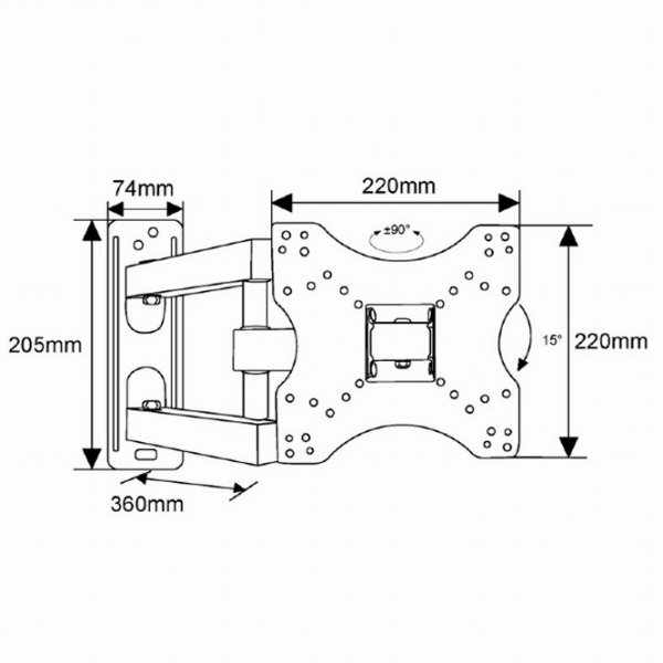 Кронштейн ТВ Gembird WM-37RT-01 Черный VESA 200 x 200 мм photo 2
