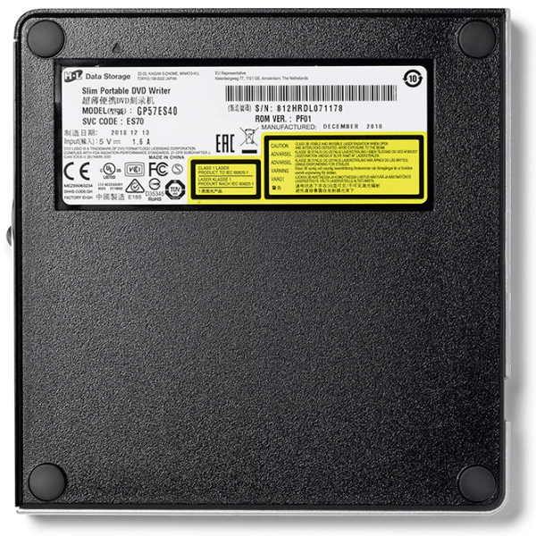 External Portable Slim 8x DVD-RW Drive LG GP57ES40, Серебряный  photo 6