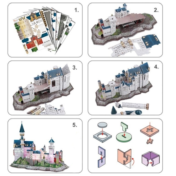 Puzzle 3D CubicFun Neuschwanstein Castle LED (L174h) Numărul de piese: 12, V&acirc;rsta recomandată: 6+ photo 4