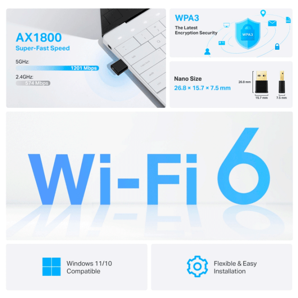 Adaptor de rețea TP-Link Archer TX20U Nano Black  photo 4
