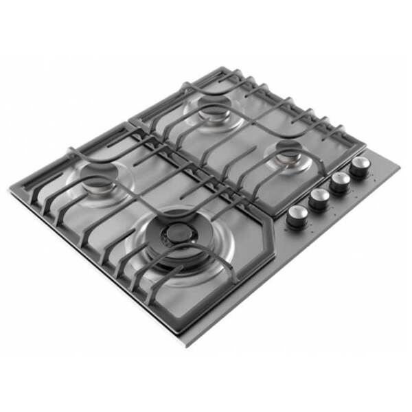 Plită încorporabilă pe gaz Wolser WL-F 6402 GT IC Inox Sticlă călită, Gratare: Fontă photo 2