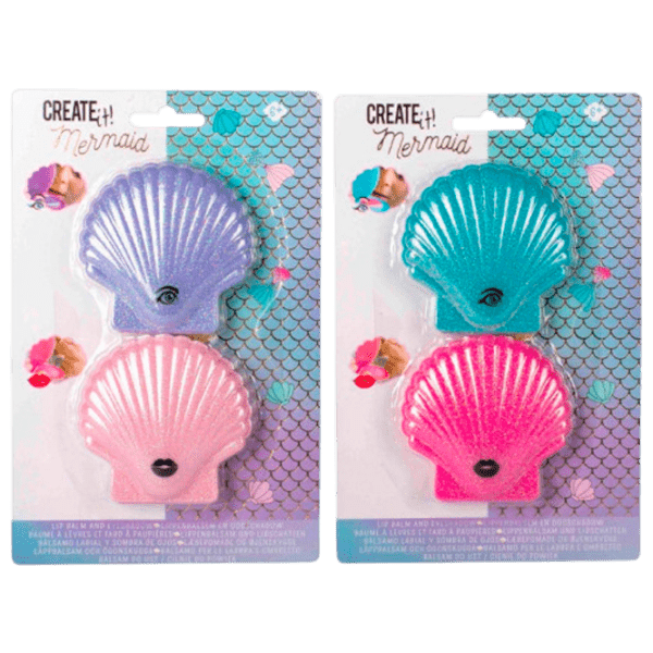 Set de creație Create it Lip Balsam & Eyeshadow Mermaid 8719668008717 Multicolor Pentru fetițe, 6+ photo 1