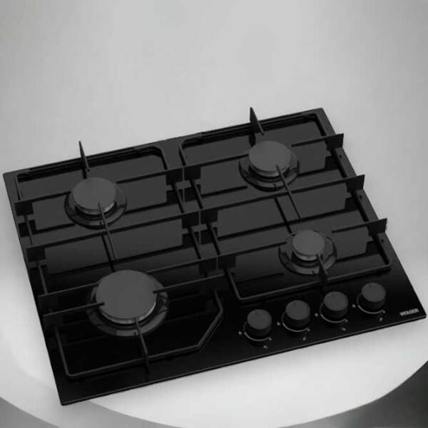 Plită încorporabilă pe gaz Wolser WL- F 6405 GT IC FFD Black Sticlă călită, Gratare: Emailate photo 3