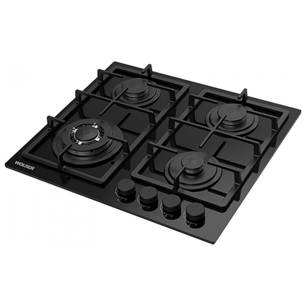 Plită încorporabilă pe gaz Wolser WL-BRD 6402 FFD Black Sticlă călită, Gratare: Fontă photo 2