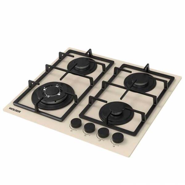 Plită încorporabilă pe gaz Wolser WL-BRD 6402 FFD Ivory Sticlă călită, Gratare: Fontă photo 2