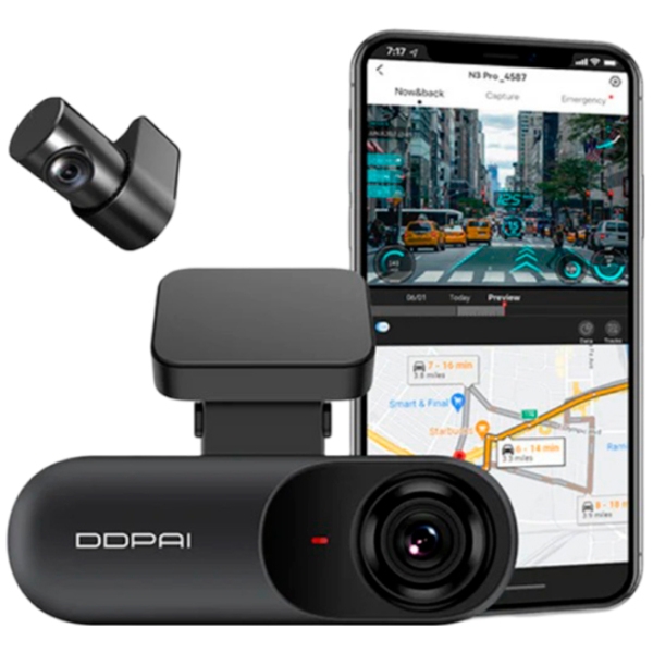Cameră Auto DDPai N3 Pro GPS Dash Cam+ Rear Cam (RC1) Black CMOS/ Black photo 7