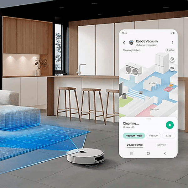 Робот пылесос Samsung BESPOKE Jet BOT Combo Белый Влажная, 70 Вт, 74 дБ photo 15