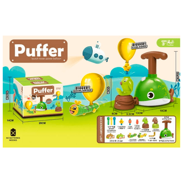 Set jucării ICOM Bigger! Puffer 7163034 Green Pentru copii, 3+ photo 5