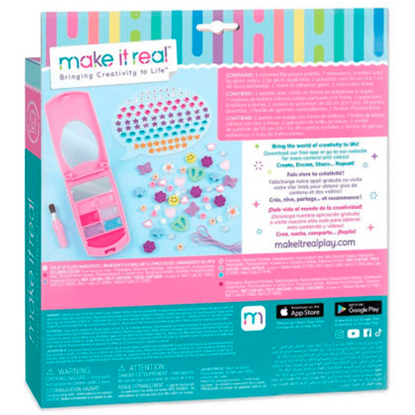 Креативный набор Make It Real Applicator Stories in Antenna Flip Phone Lip Gloss Set and DIY Lanyard 2329M Зеленый Для девочек, 6+ photo 6