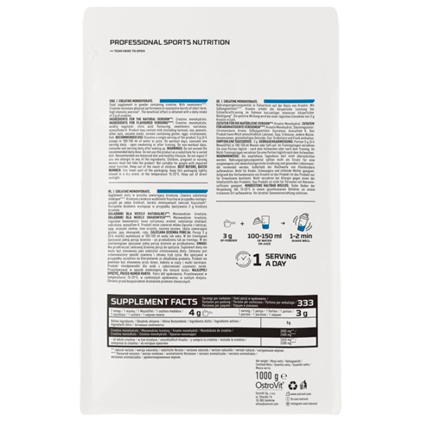 Creatină OstroVit Creatine Monohydrate (5903933917917) 1000 g photo 3