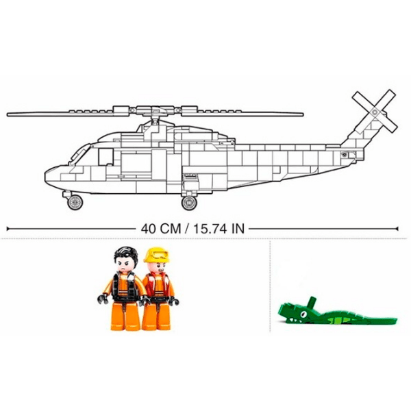 Constructor Sluban Rescue Helicopter Multicolor Numărul de piese 402, 6+ photo 2