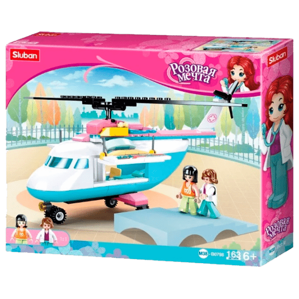 Constructor Sluban Helicopter Pink Numărul de piese 163, 6+ photo 1