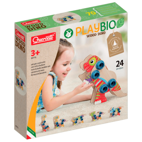 Constructor Quercetti Wood Dino Multicolor Numărul de piese 24, 3+ photo 1