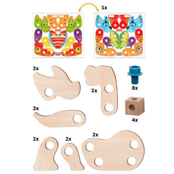 Constructor Quercetti Wood Dino Multicolor Numărul de piese 24, 3+ photo 5