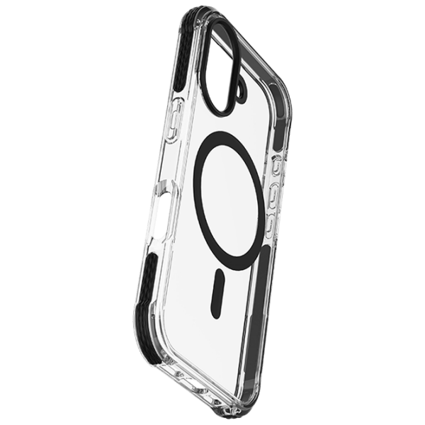 Чехол для смартфона Apple iPhone 16 (Tetra Force Strong Guard) Прозрачный Черный Cellularline, ТПУ, MagSafe Back