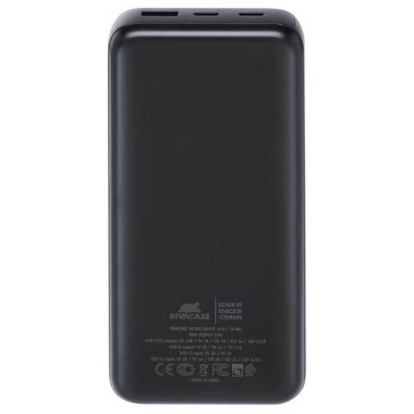 Power Bank 20000 мАч RivaCase VA1082 (20 Вт) Черный  photo 5