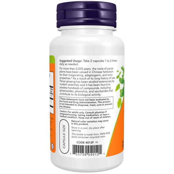 Vitamine și minerale Now Foods Panax Ginseng 853809007448  100 capsule photo 3