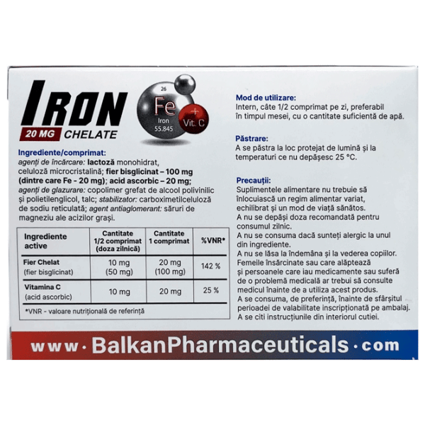 Витамины и минералы Balkan Pharmaceuticals Iron chelate 4840982012266 60  photo 2