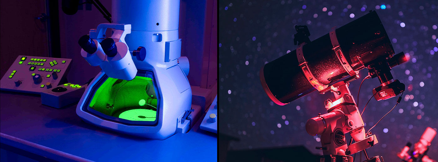 Microscop vs. telescop.