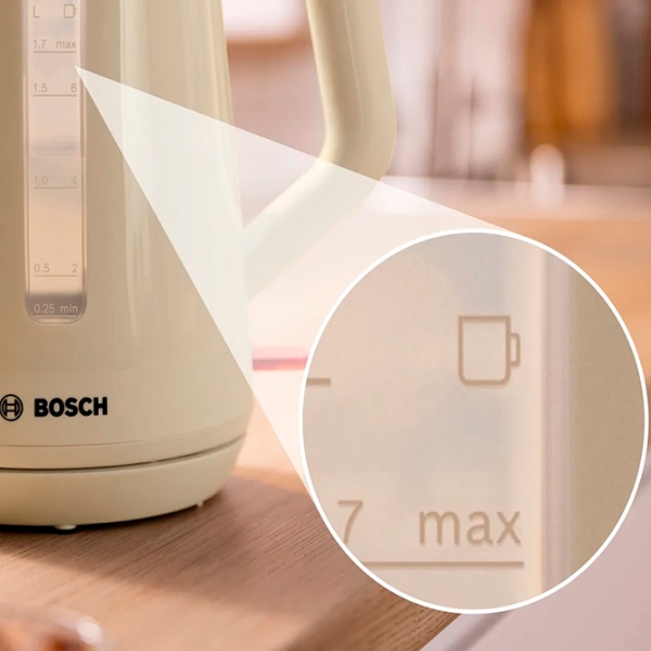 Ceainic electric Bosch TWK1M127 Beige 2400 W, 1.7l, Material interior: Plastic photo 4