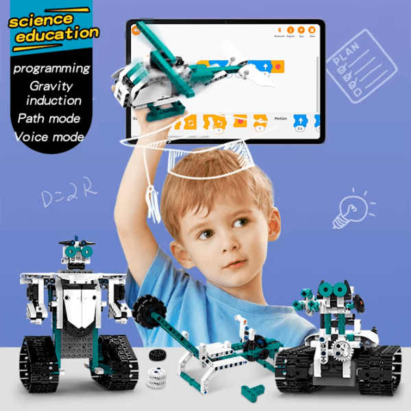 Constructor cu telecomandă KeeYee Robot Programmable White Numărul de piese 612, 12+ photo 4