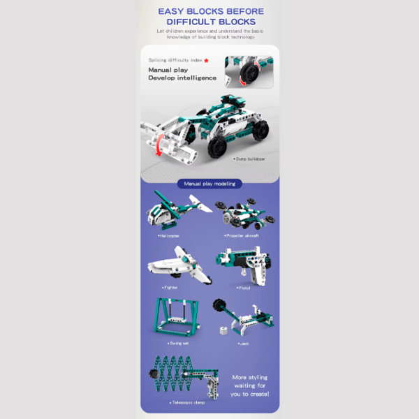 Constructor cu telecomandă KeeYee Robot Programmable White Numărul de piese 612, 12+ photo 8