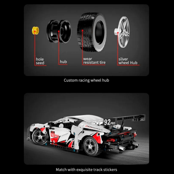 Конструктор с радиоуправлением KeeYee Porsche 911 RSR Белый Количество деталей 740, 12+ photo 4