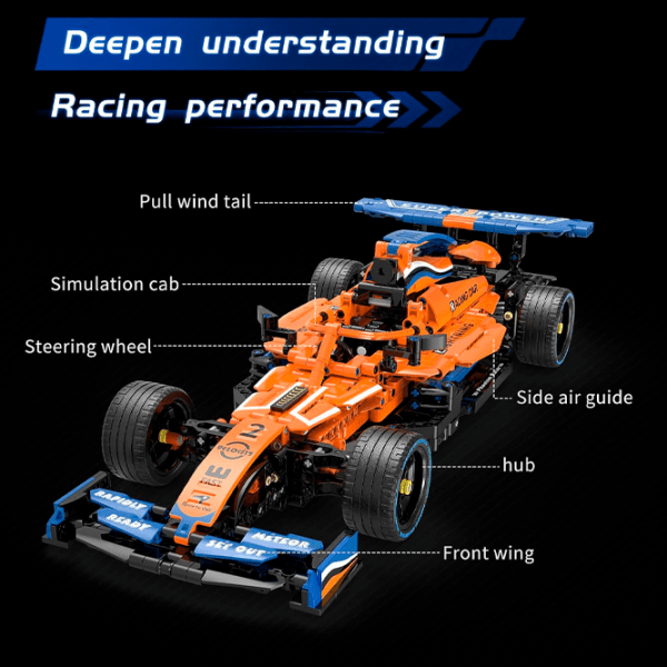 Конструктор с радиоуправлением KeeYee Formula 1 Оранжевый Количество деталей 1016, 14+ photo 4