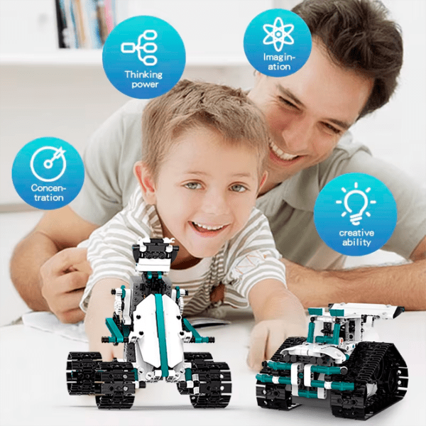Constructor cu telecomandă KeeYee Robot Programmable White Numărul de piese 612, 12+ photo 10