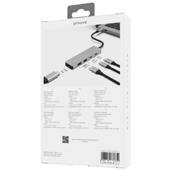 Адаптер Hub Proove Iron Link Серебряный USB Type-C photo 4