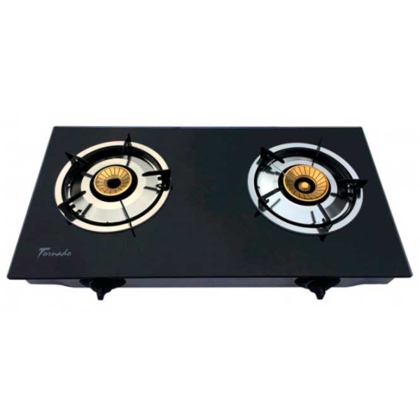 Plită încorporabilă pe gaz Tornado B-002C Glass LPG Black Sticlă călită, Gratare:  photo 1