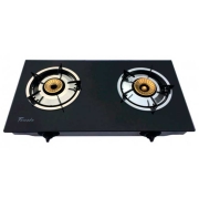 Plită încorporabilă pe gaz Tornado B-002C Glass LPG Black Sticlă călită, Gratare: 