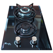 Plită încorporabilă pe gaz Tornado TR322CS ECO Black Sticlă călită, Gratare: Fontă