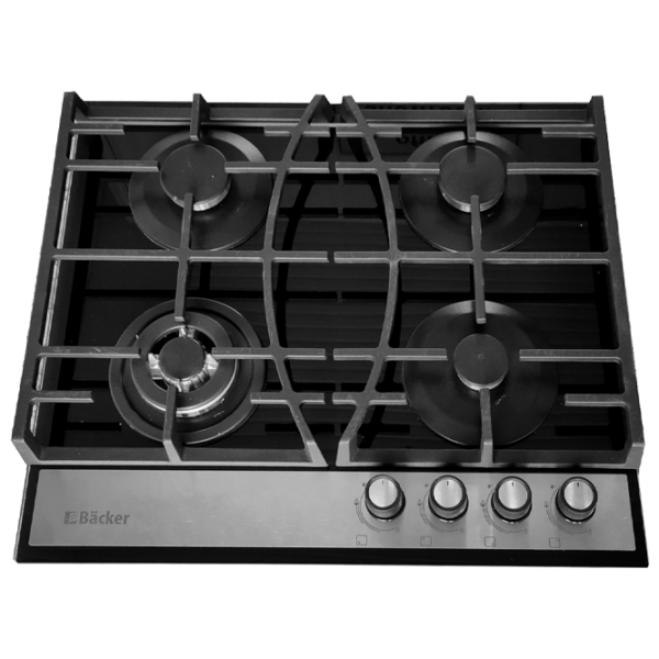 Газовая варочная панель Backer HC-435W A Черный Закаленное стекло, Решетка: Чугунная photo 1