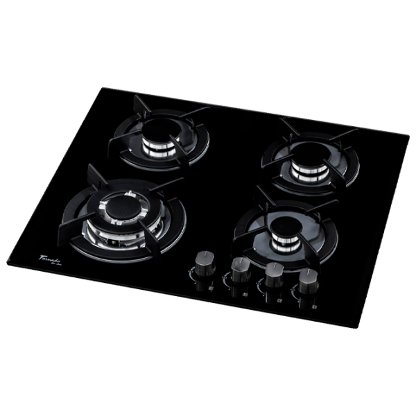Plită încorporabilă pe gaz Tornado HG14B ECO Black Sticlă călită, Gratare: Fontă photo 1