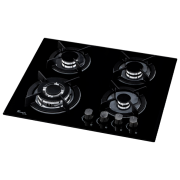 Plită încorporabilă pe gaz Tornado HG14B ECO Black Sticlă călită, Gratare: Fontă